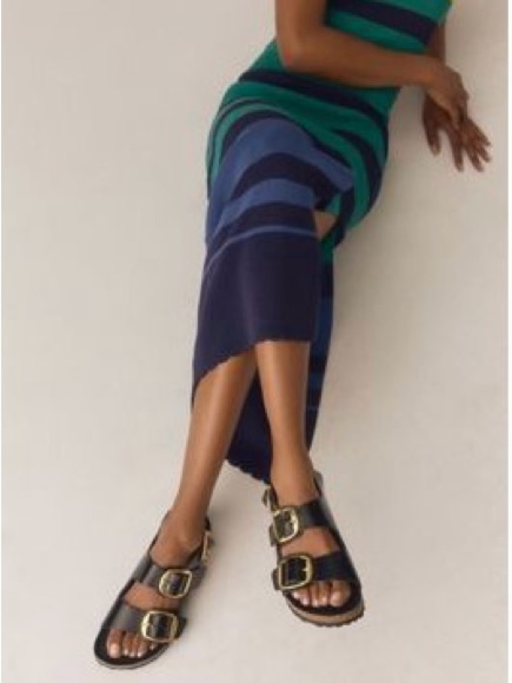 Birkenstock Black Sandals with Gold Buckles